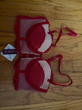 Adore Me Red Lace Push-Up Bra